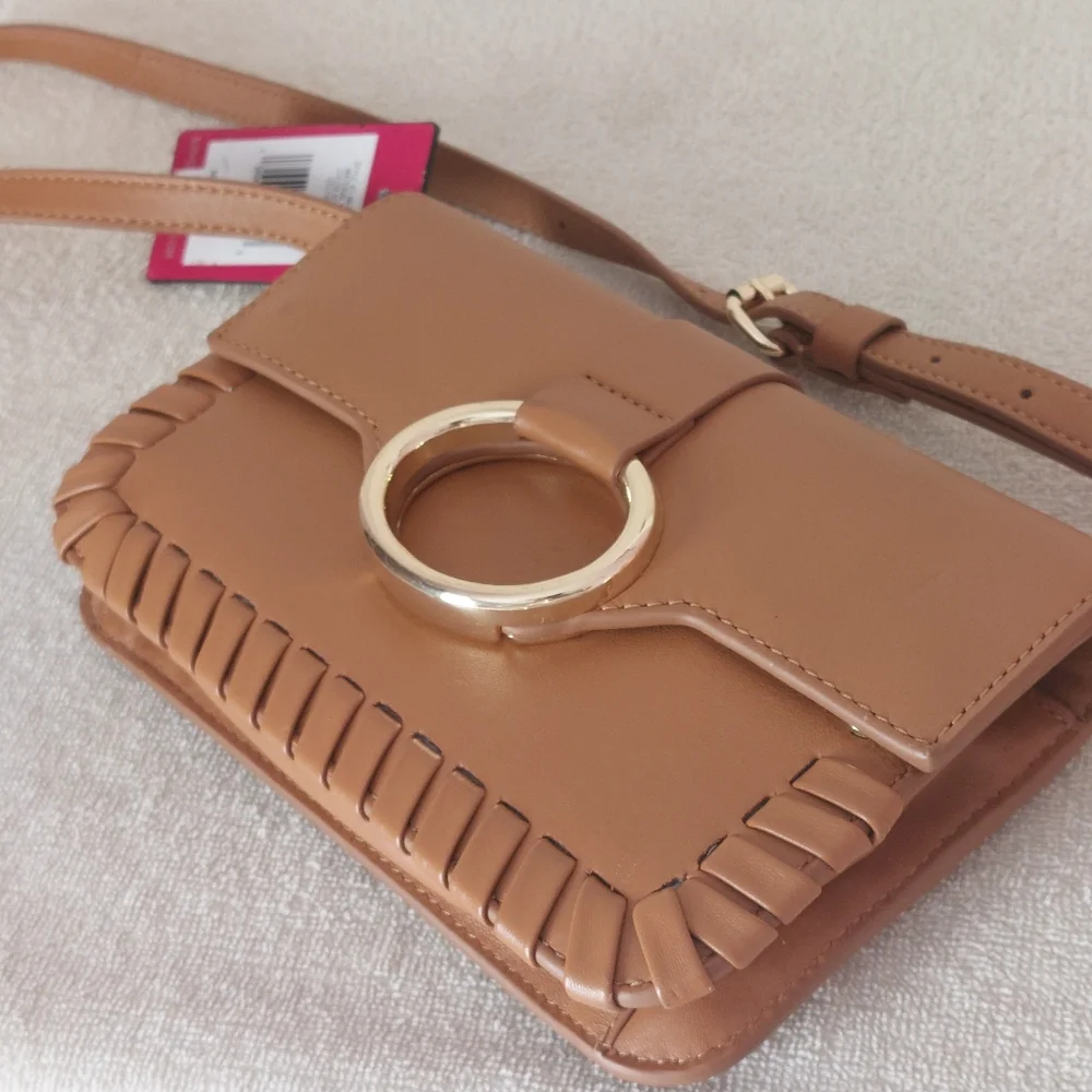 Vince Camuto Menio Aged Rum Genuine Leather Small Crossbody Bag - Picture 5 of 14